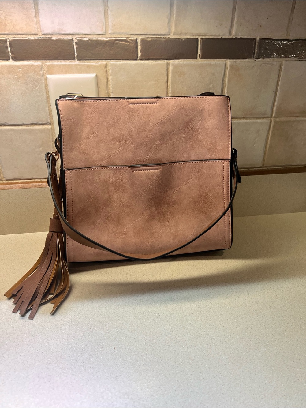Women Shoulder Bag - Pink Tassel Crossbody
